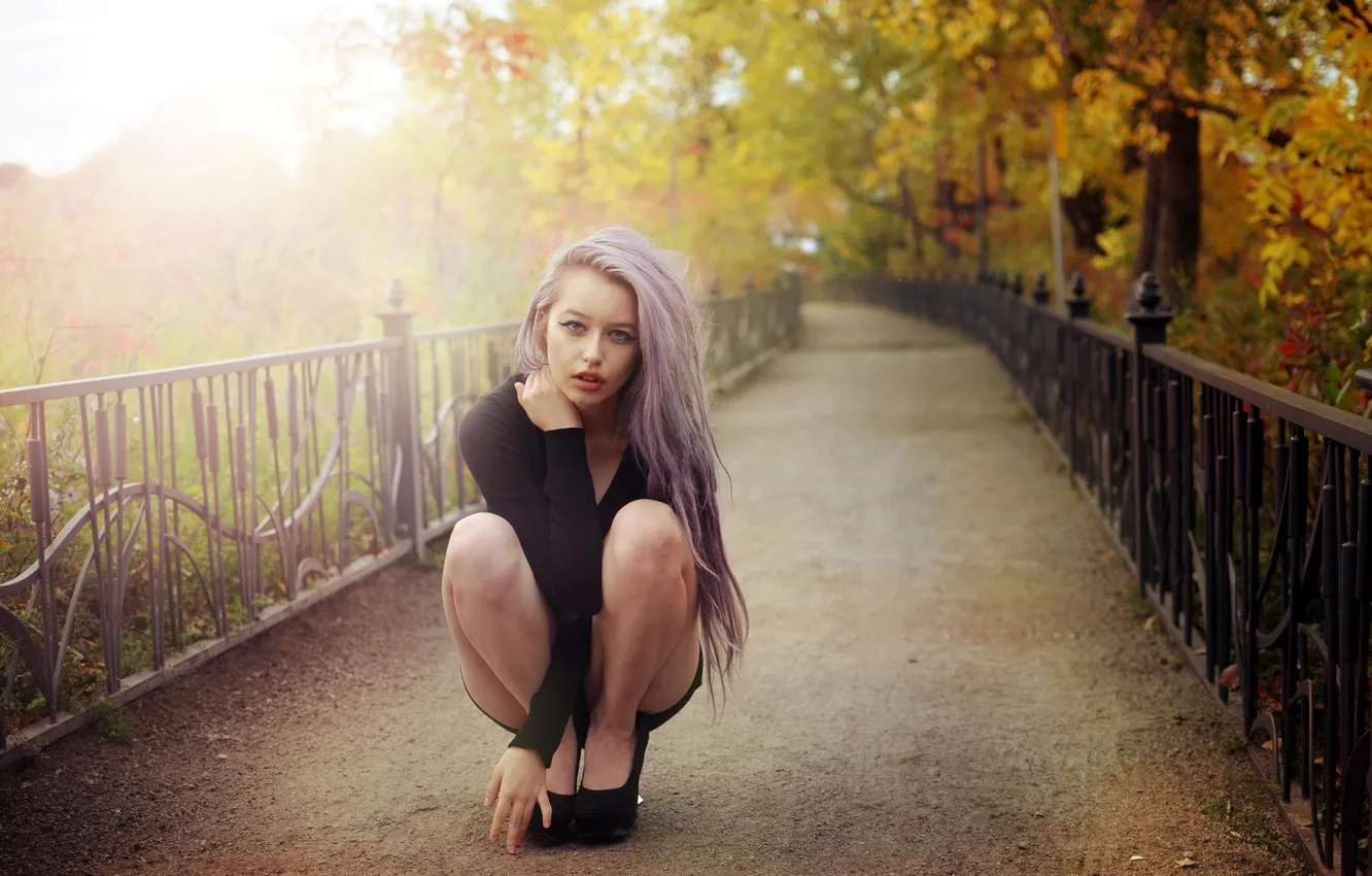 Photo wallpaper girl, Park, Victoria