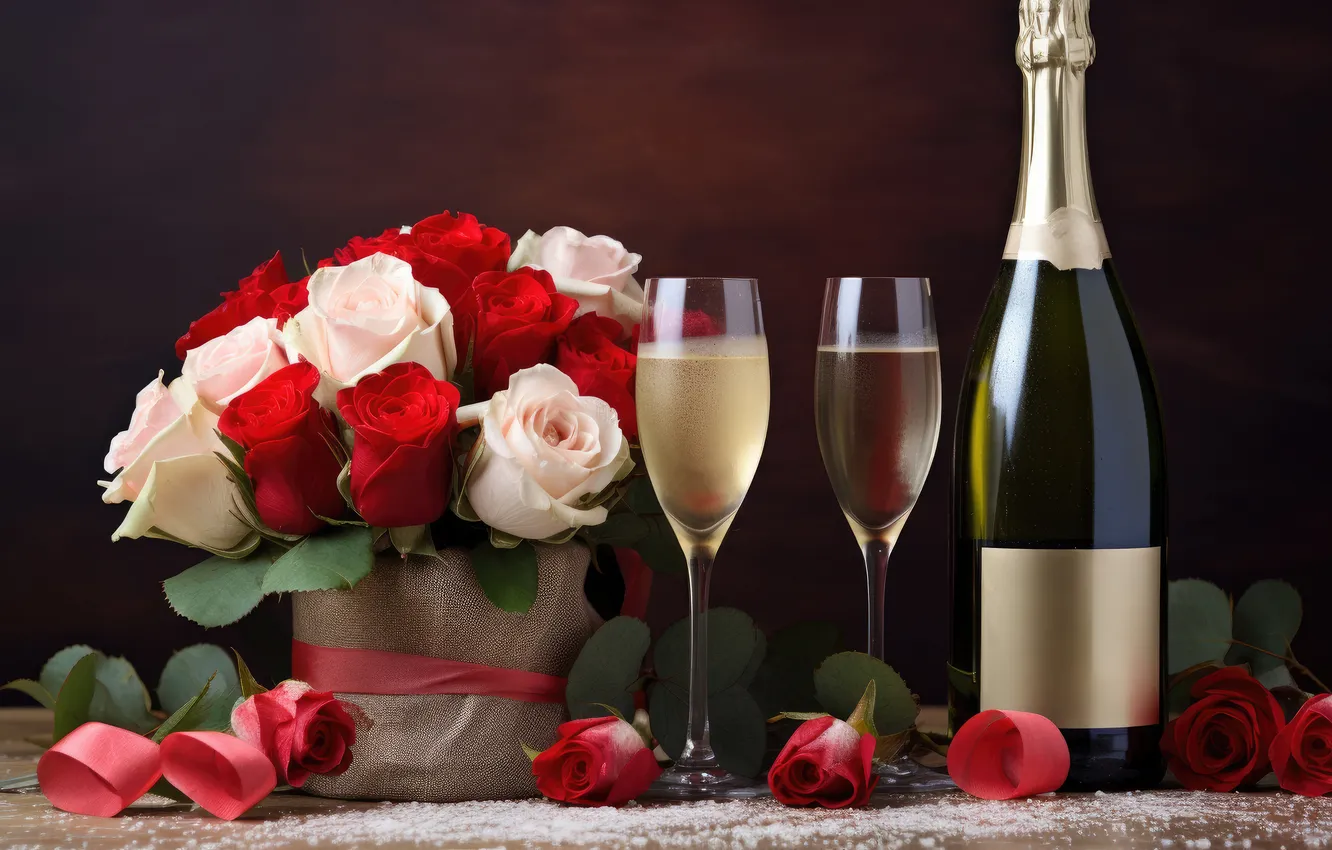 Photo wallpaper flowers, birthday, holiday, roses, bouquet, Valentine's day, March 8, Mother's day