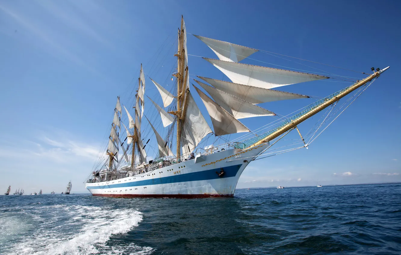 Photo wallpaper sea, ship, sailboat, sails, the ship, frigate