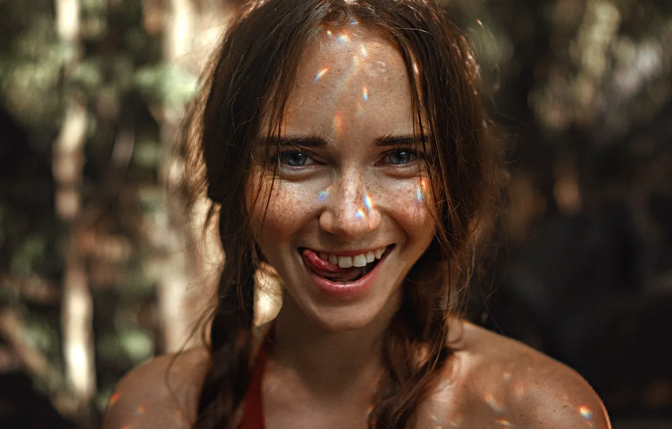 Photo wallpaper girl, smile, tongue, George Chernyadev, Georgy Chernyadyev, Nastassja Nalini