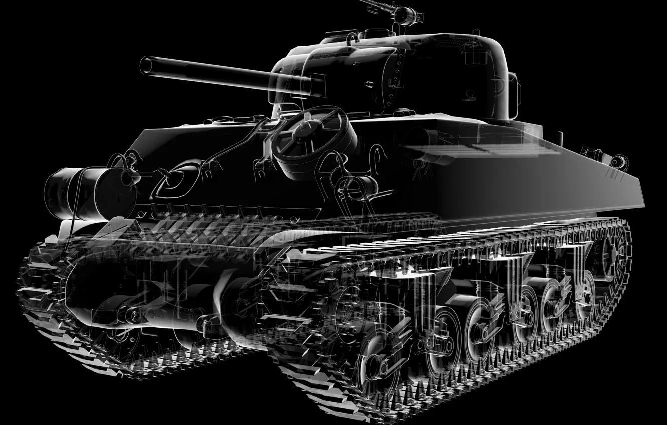 Photo wallpaper design, mechanism, details, American, Sherman, medium tank, main