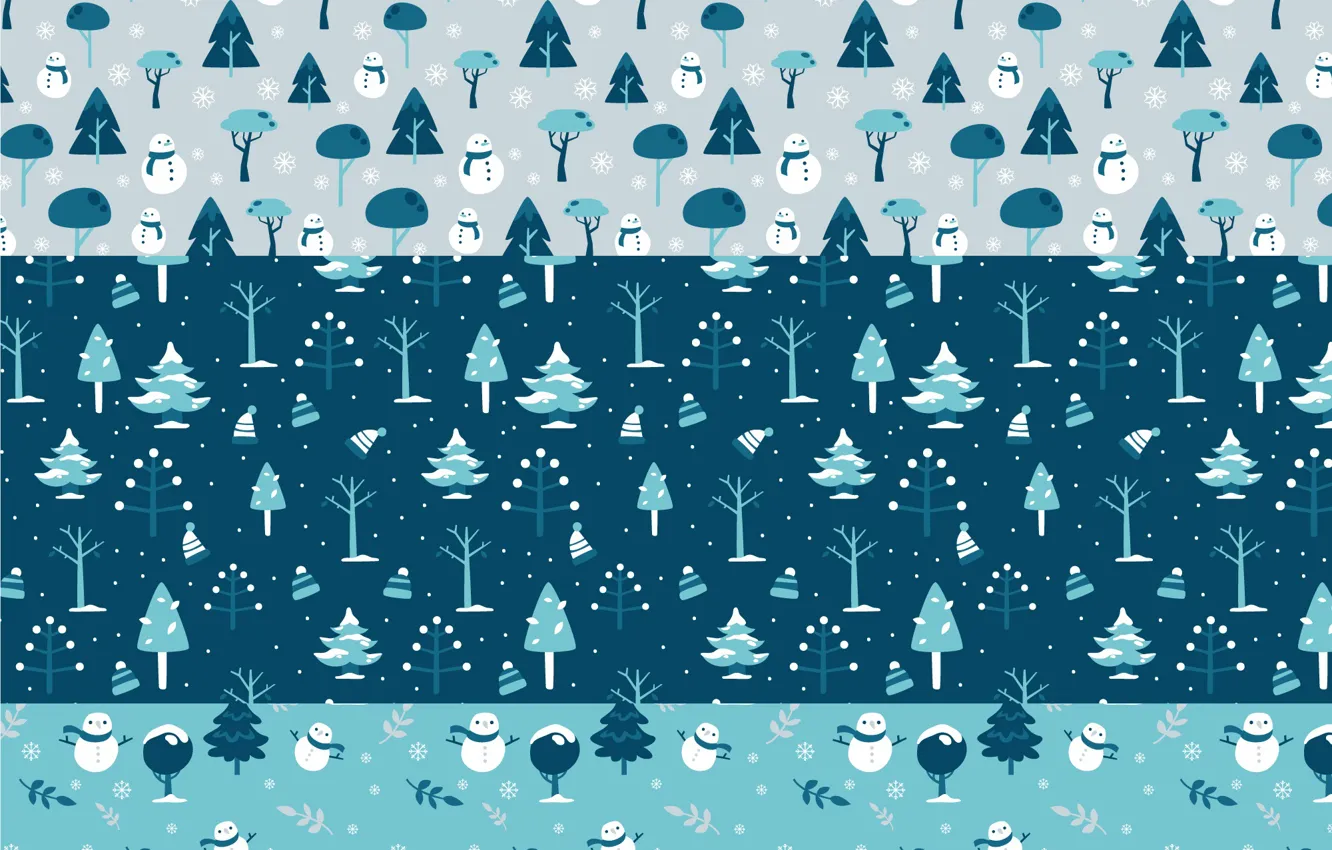 Photo wallpaper winter, forest, background, texture, snowmen