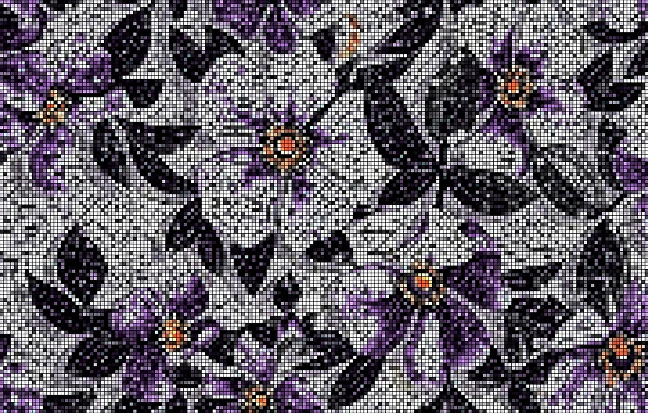 Photo wallpaper mosaic, figure, texture, floral pattern, mosaic tile, wall mural