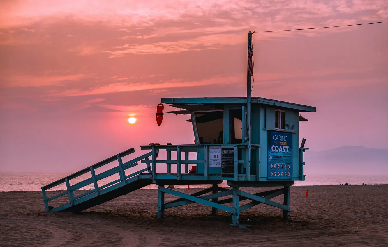 Photo wallpaper sunset, USA, California, Jessica Christian, Venice beach