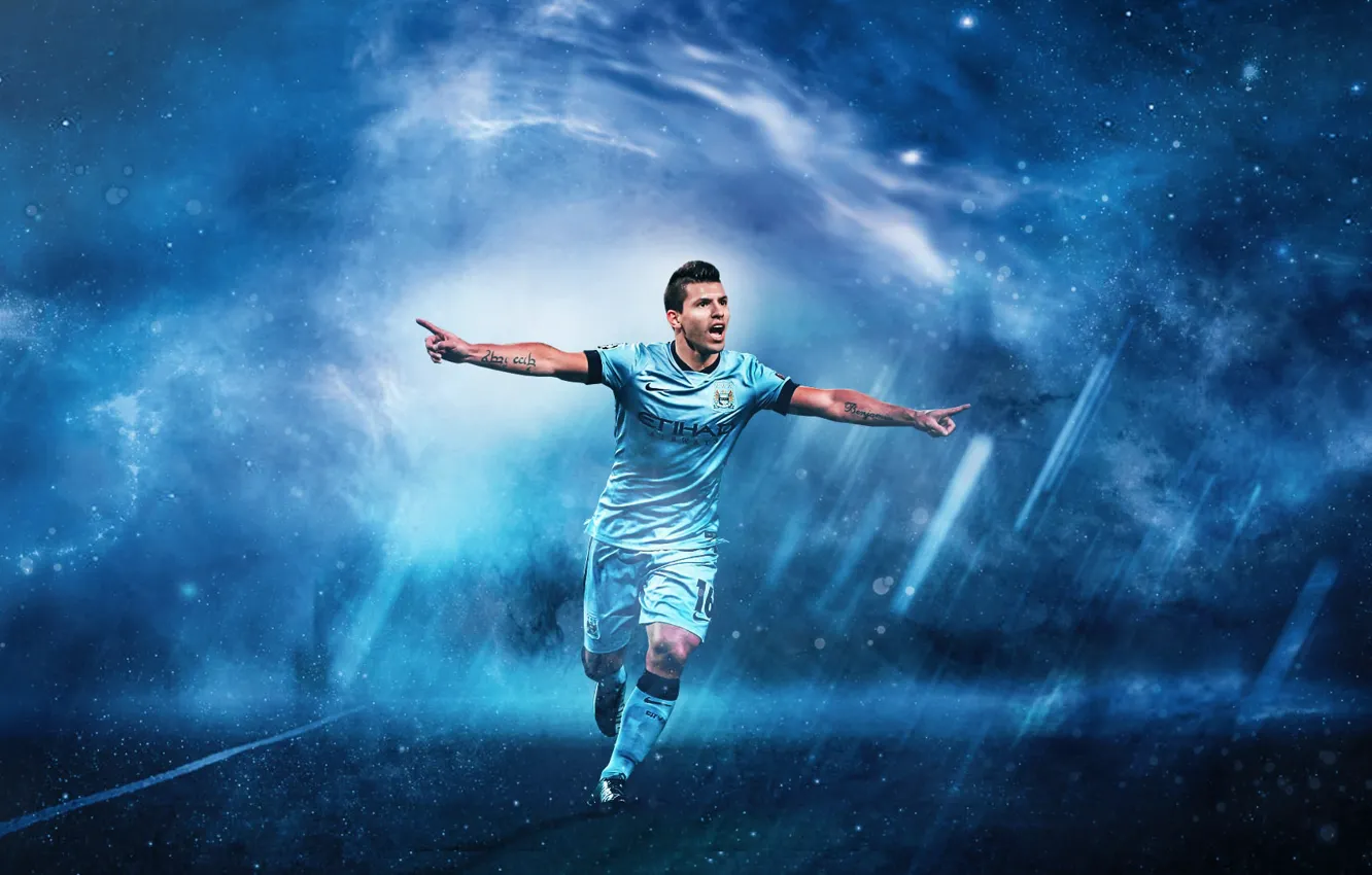 Photo wallpaper wallpaper, sport, football, player, Sergio Aguero, Manchester City