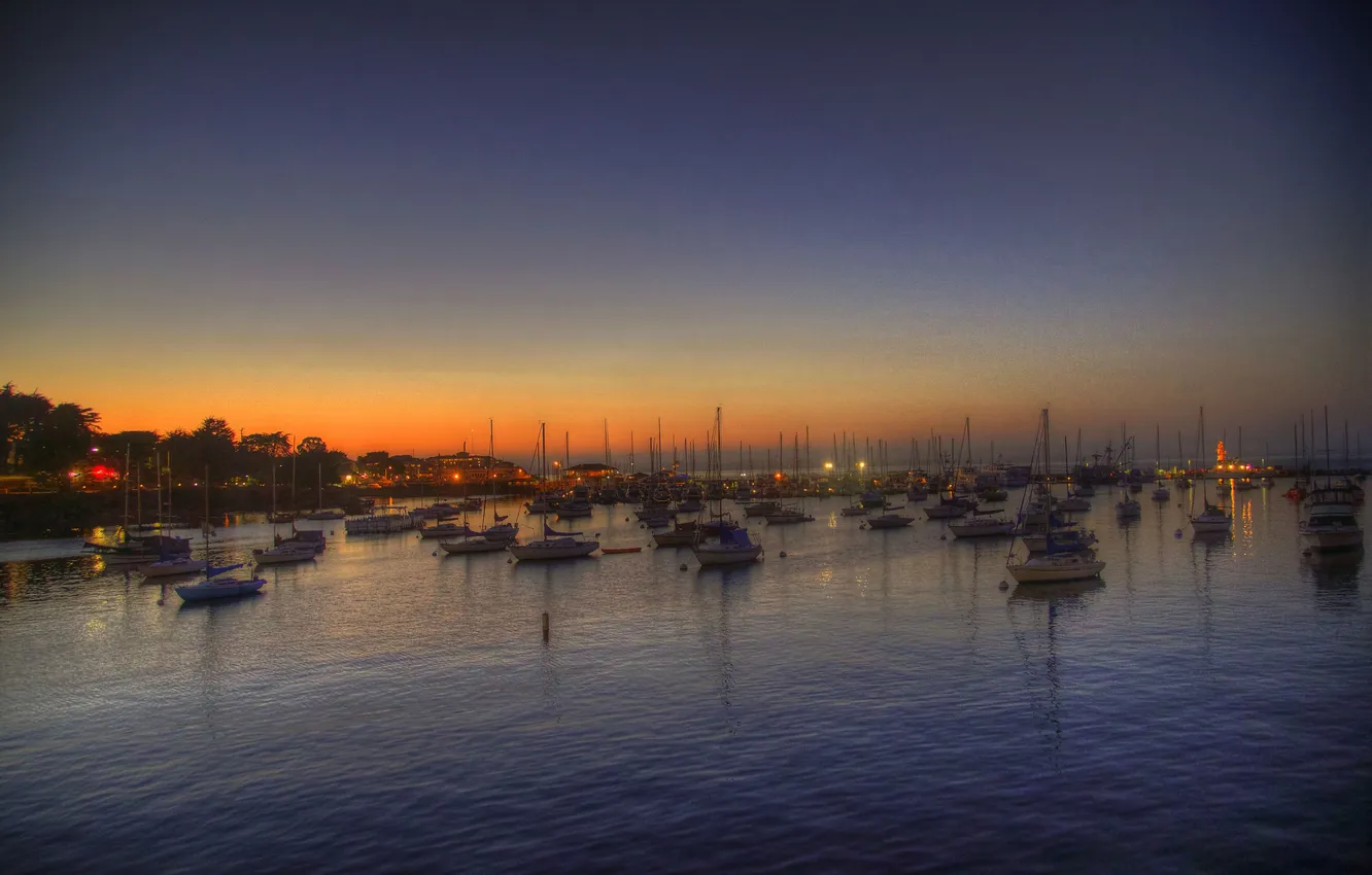 Photo wallpaper the sky, boat, twilight, Marina