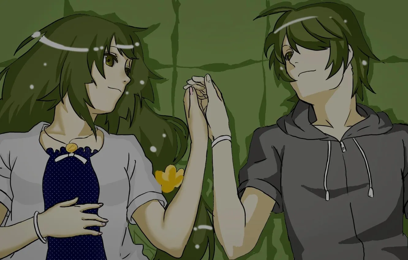 Photo wallpaper hands, pair, lies, bracelet, two, senjougahara hitagi, bakemonogatari, araragi koyomi