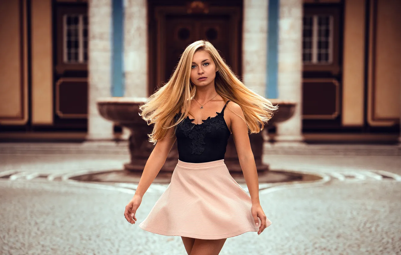 Photo wallpaper girl, skirt, blonde, Janine, Anatoly Oskin