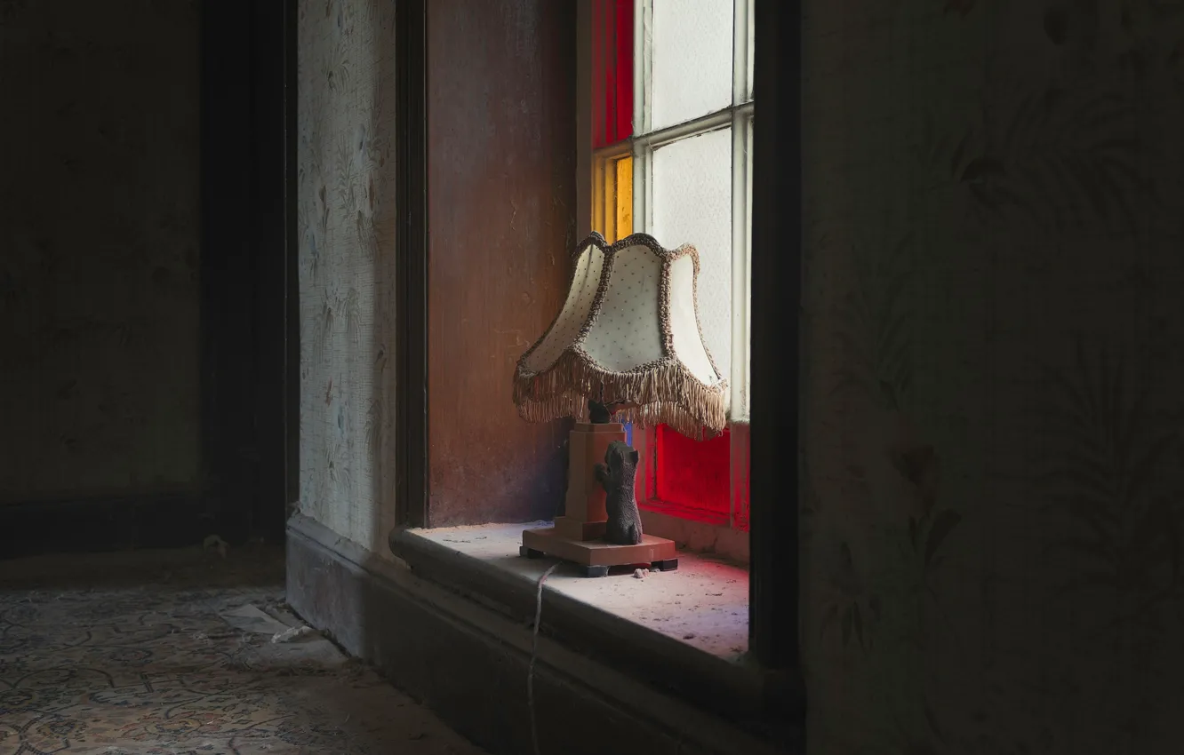 Photo wallpaper room, lamp, window, naturalism