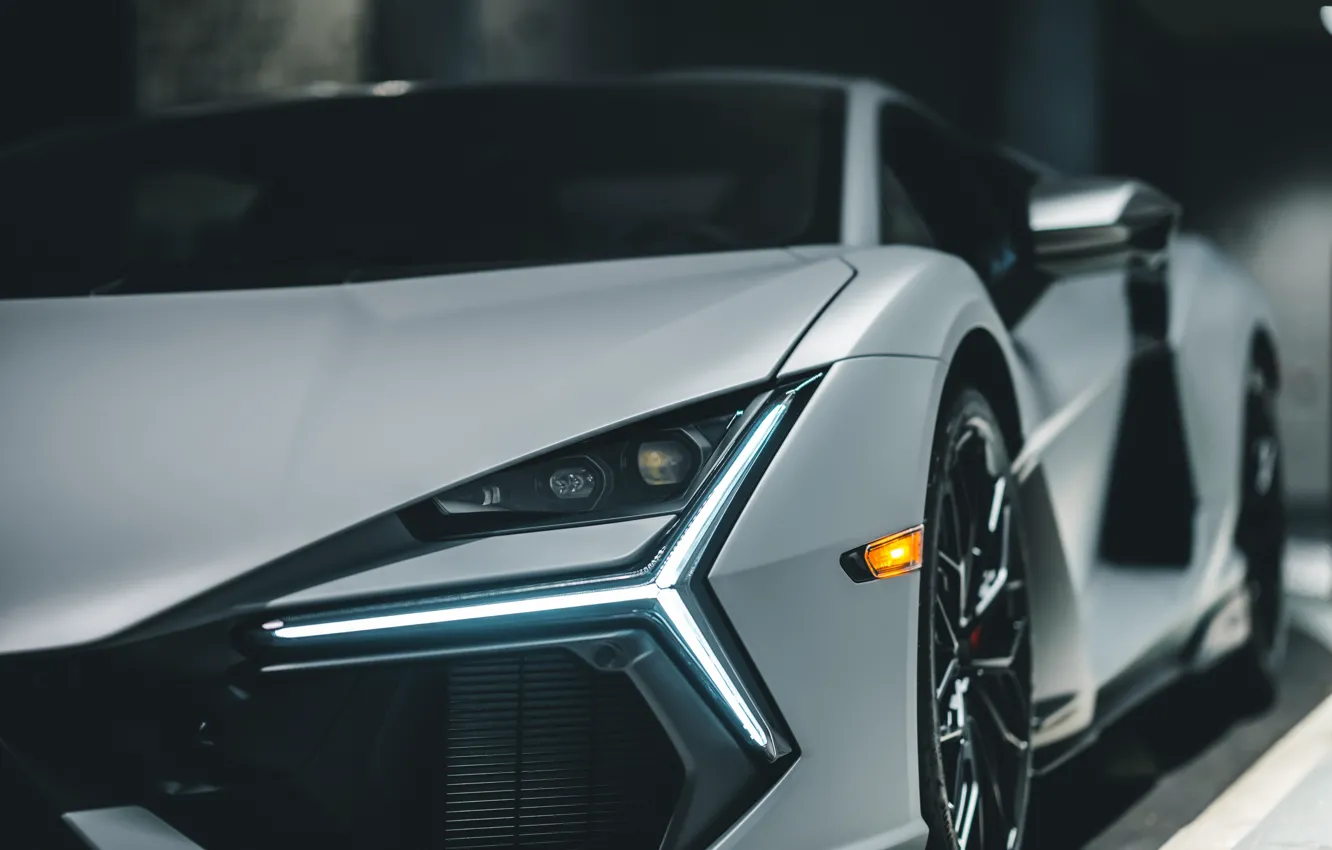 Photo wallpaper Lamborghini, close up, perfection, headlights, Stir, Lamborghini Scrambled