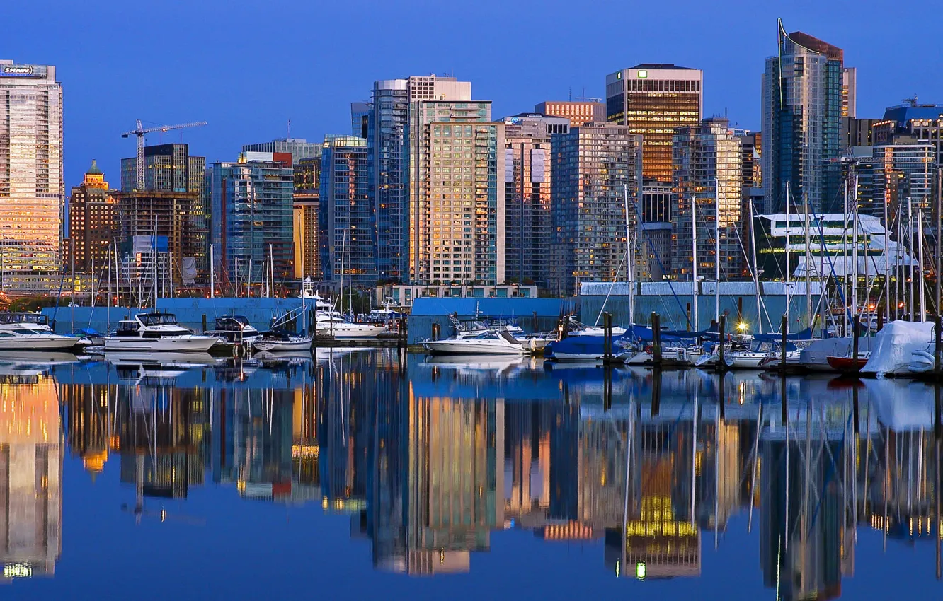 Photo wallpaper the sky, boat, home, yacht, Canada, Vancouver, harbour, Vancouver