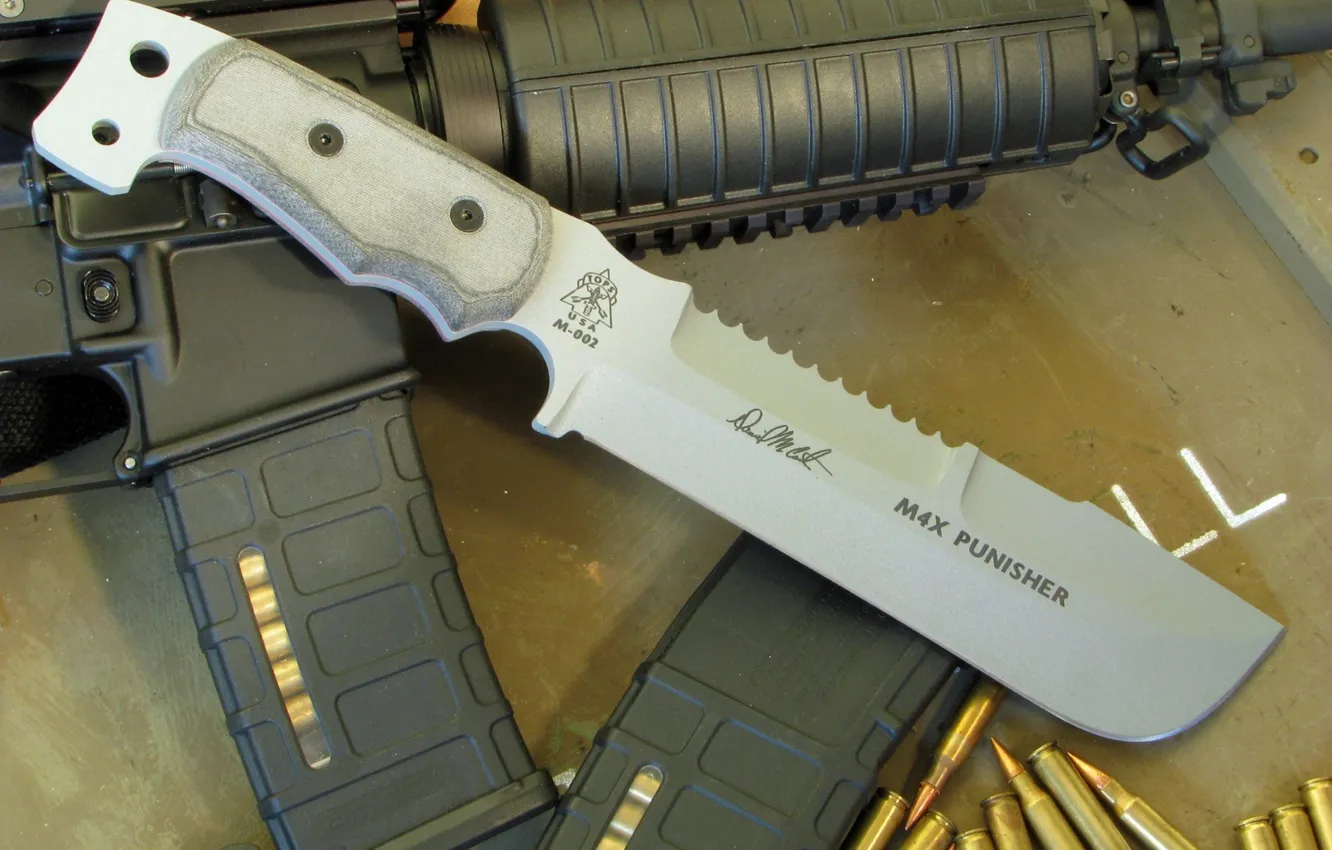 Photo wallpaper knife, machine, USA, bullets