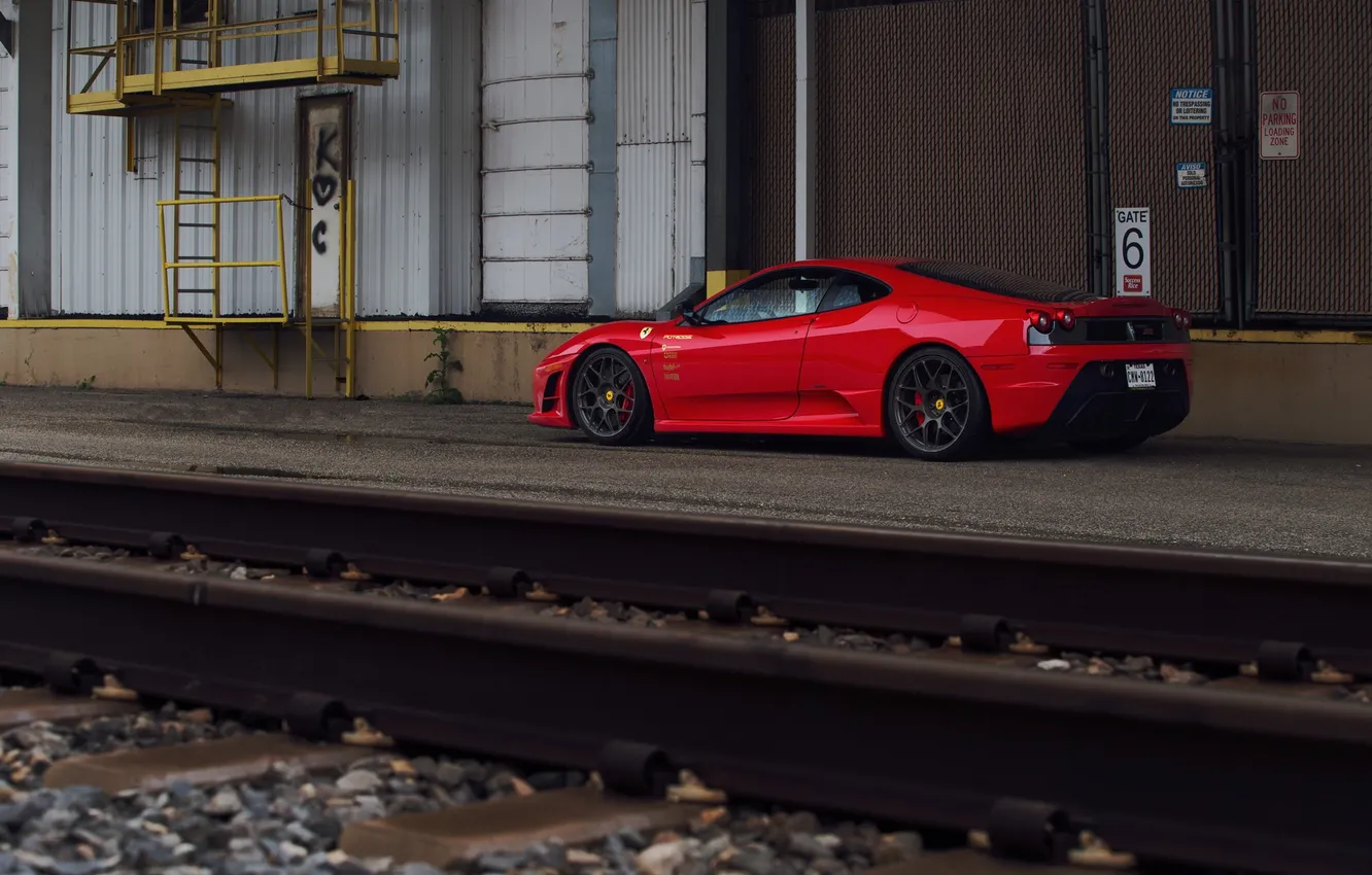 Photo wallpaper red, railroad, ferrari, Ferrari, the Scuderia, f430 scuderia, red.railway