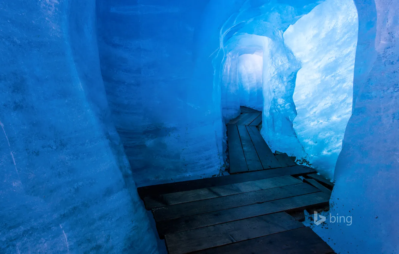 Photo wallpaper ice, Switzerland, the grotto, Vale, the Rhone glacier