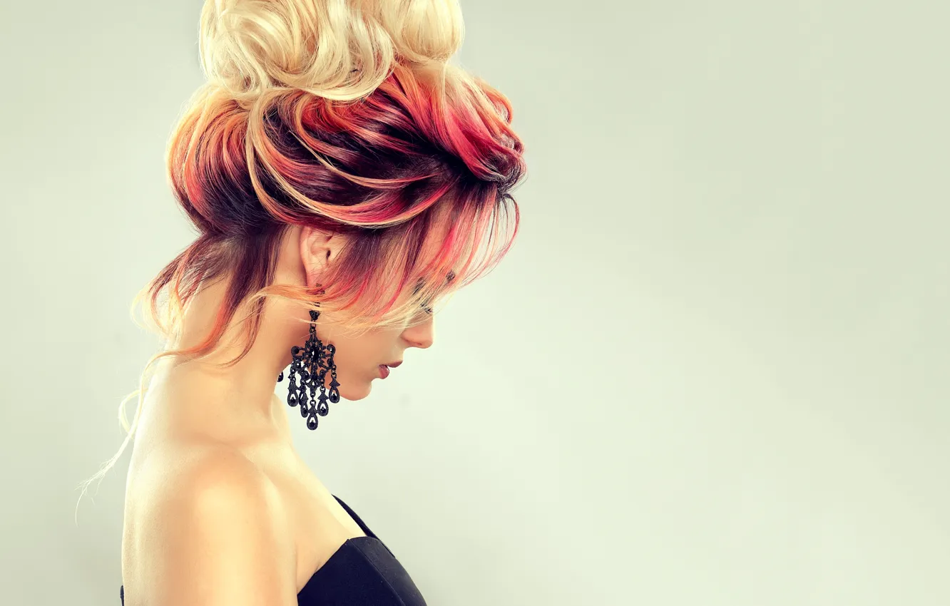 Photo wallpaper style, hair, hairstyle, profile, earrings, color, Sofia Zhuravets'