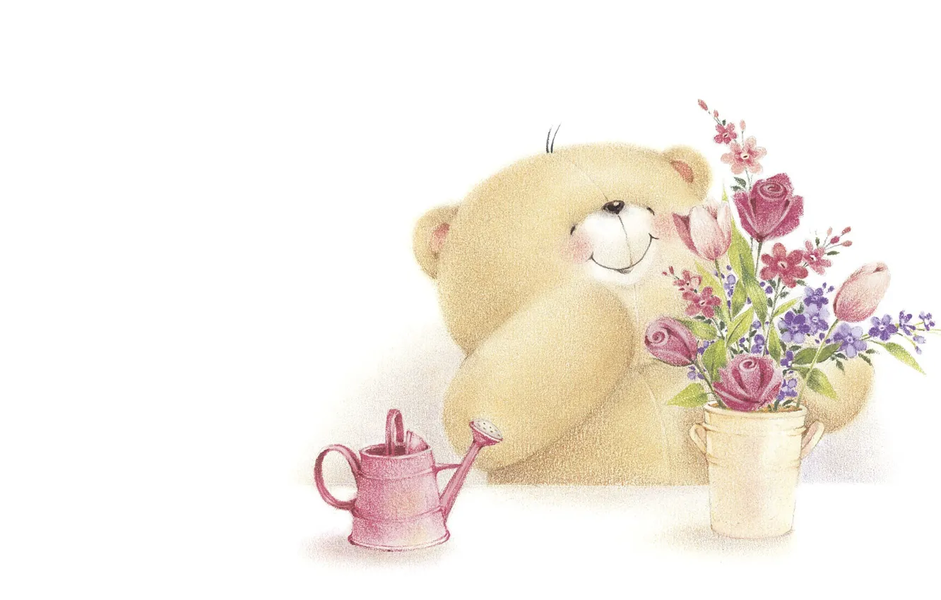 Photo wallpaper smile, mood, art, bear, a bunch, children's, Forever Friends Deckchair bear