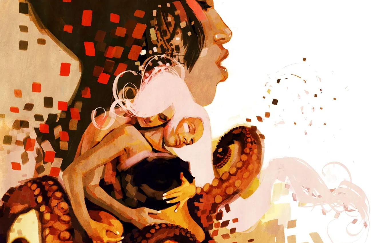 Photo wallpaper face, figure, graphics, pair