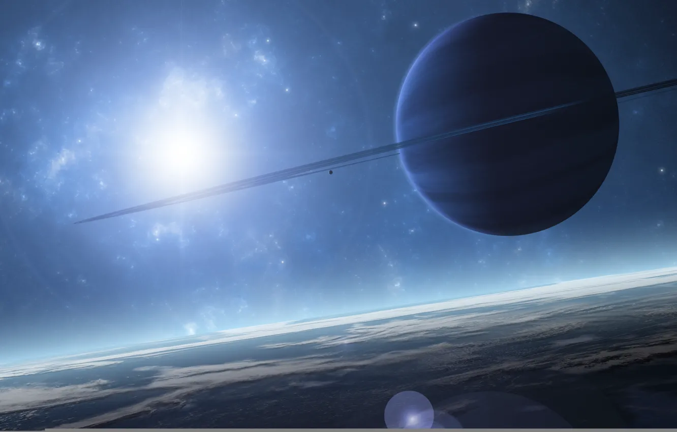 Photo wallpaper space, light, blue, planet, atmosphere, Sci Fi