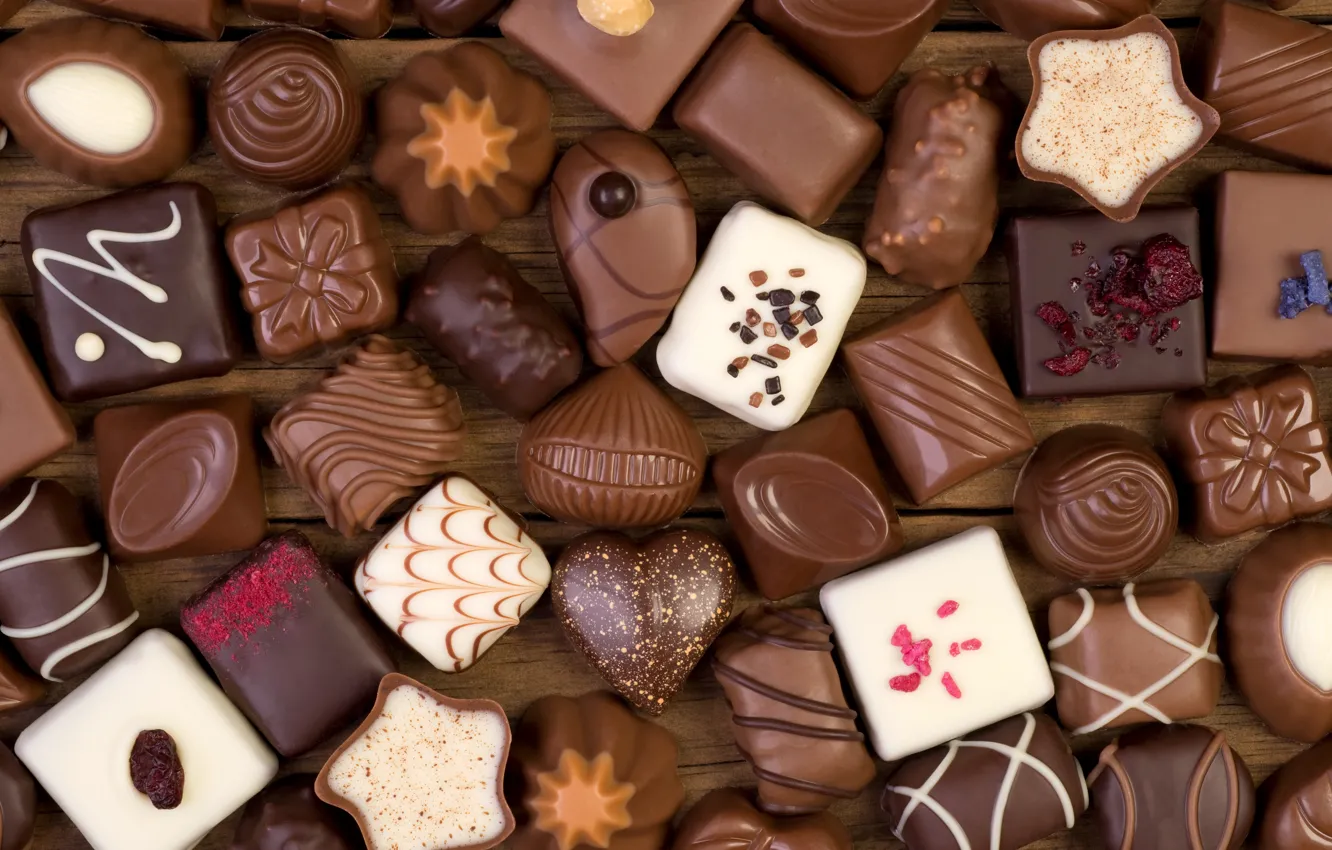 Photo wallpaper candy, sweets, a lot, chocolate, cuts