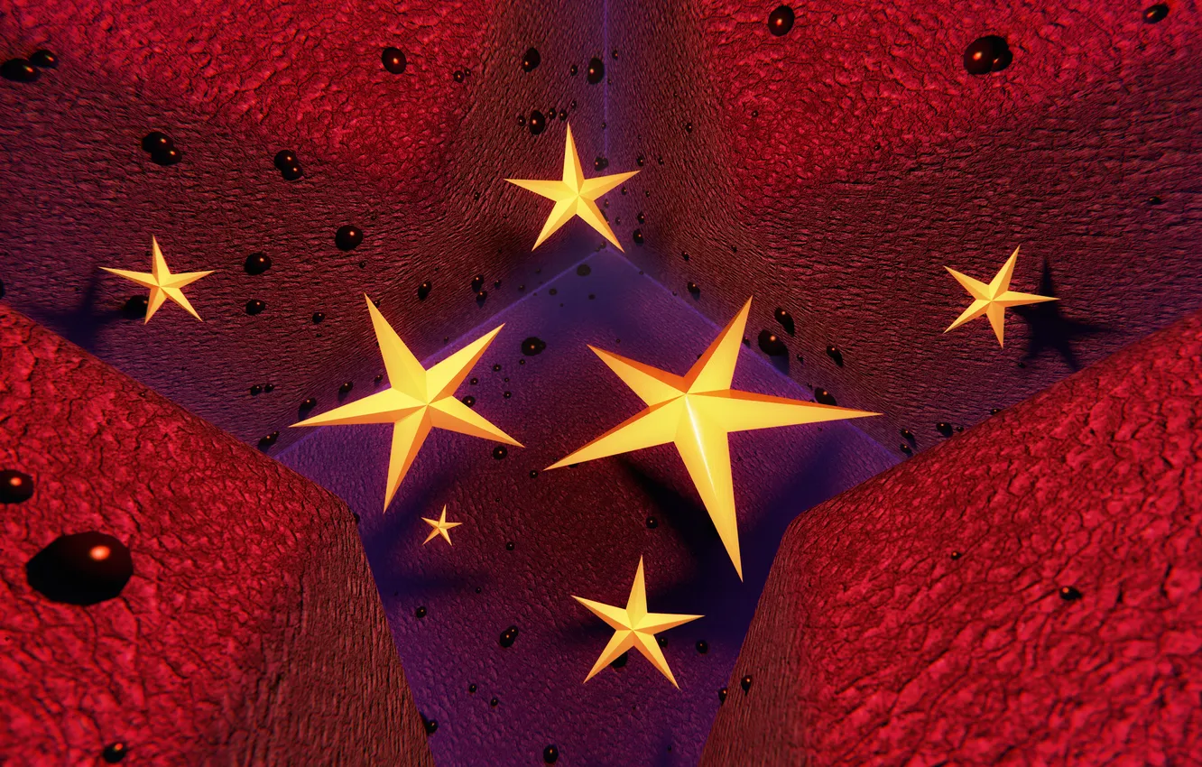 Photo wallpaper wallpaper, red, stars, abstraction, surreal, blender3d, 3dart, freeart