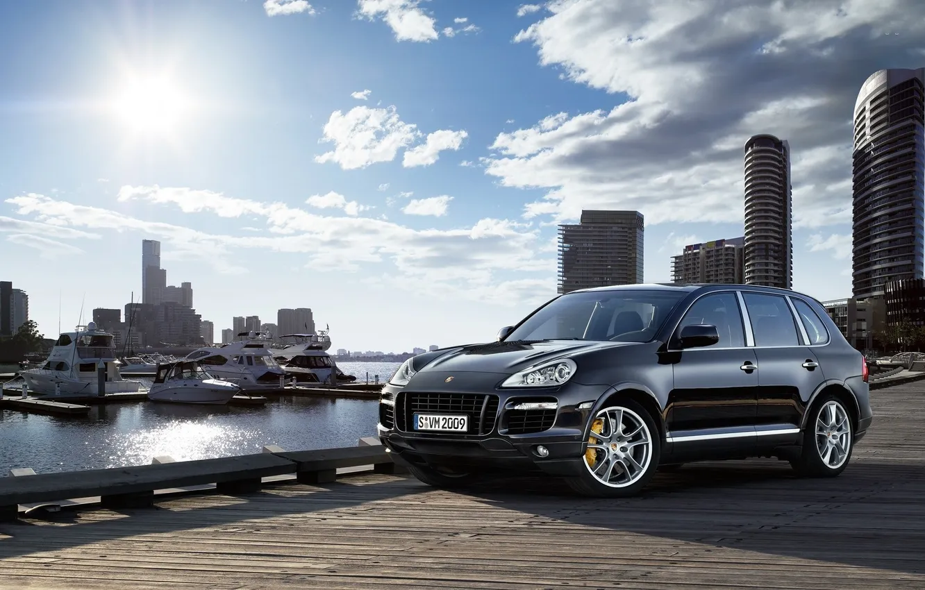 Photo wallpaper the city, Wallpaper, boat, Porsche, Cayenne