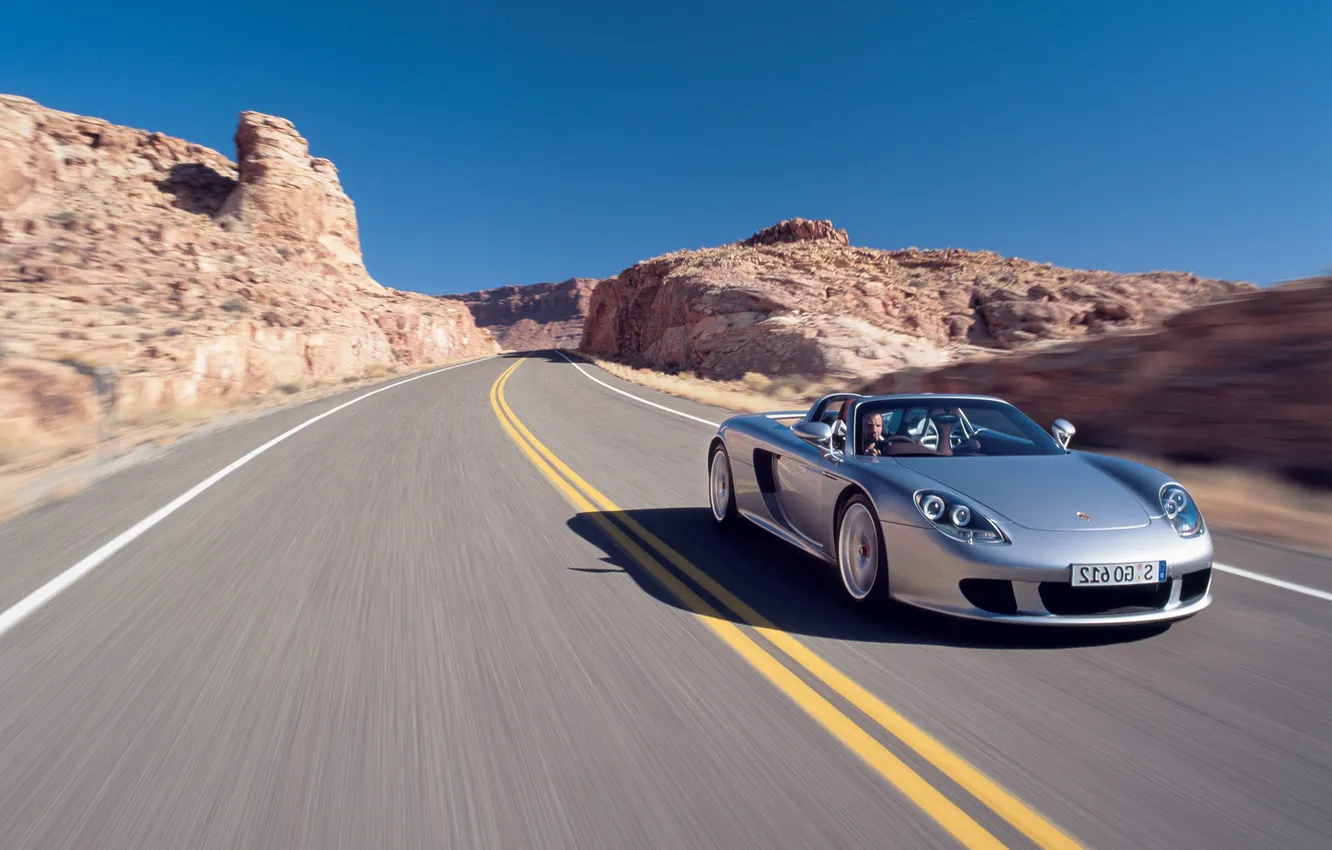 Photo wallpaper road, mountains, Porsche, Carrera GT