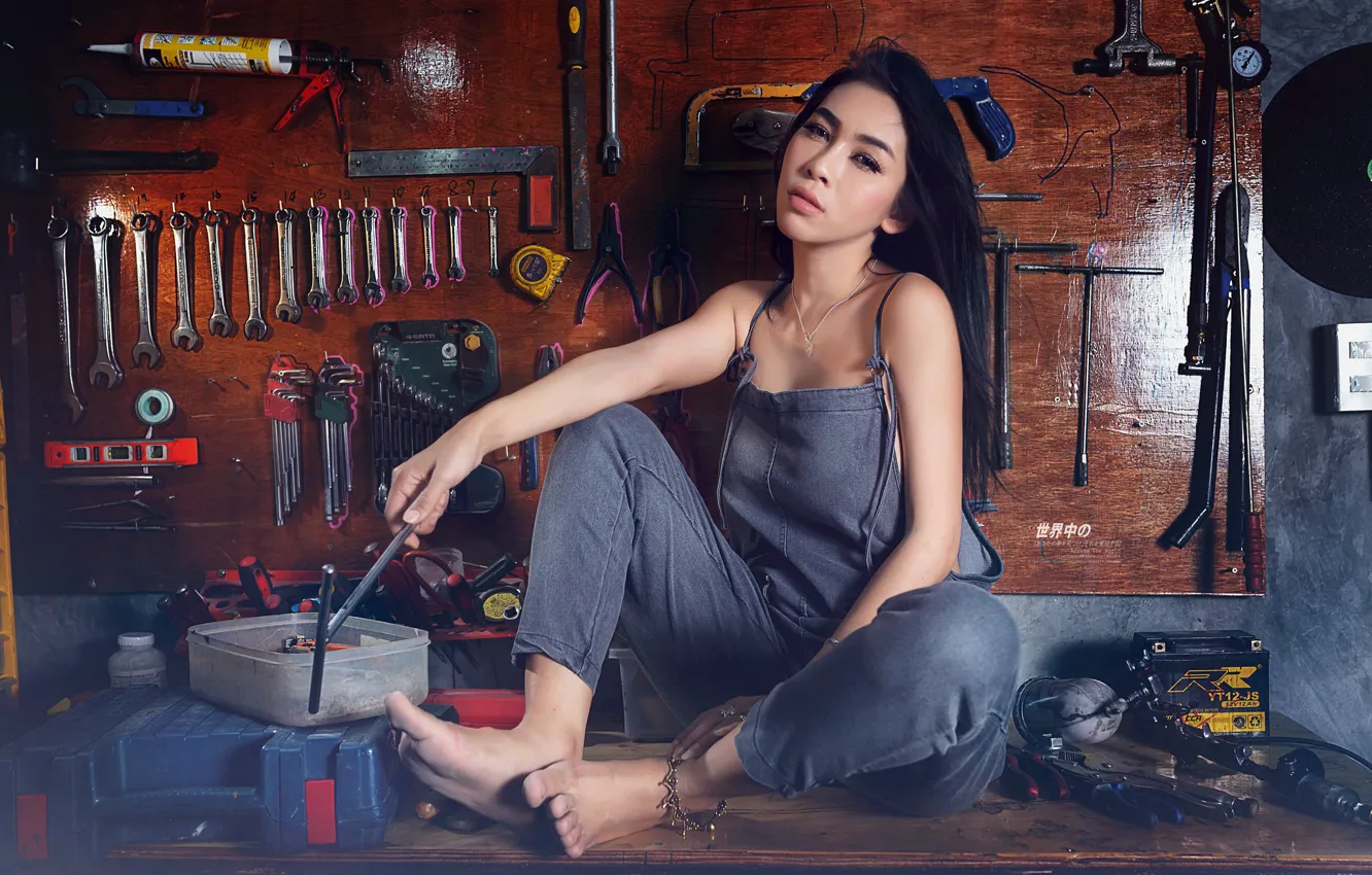 Photo wallpaper girl, Asian, workshop