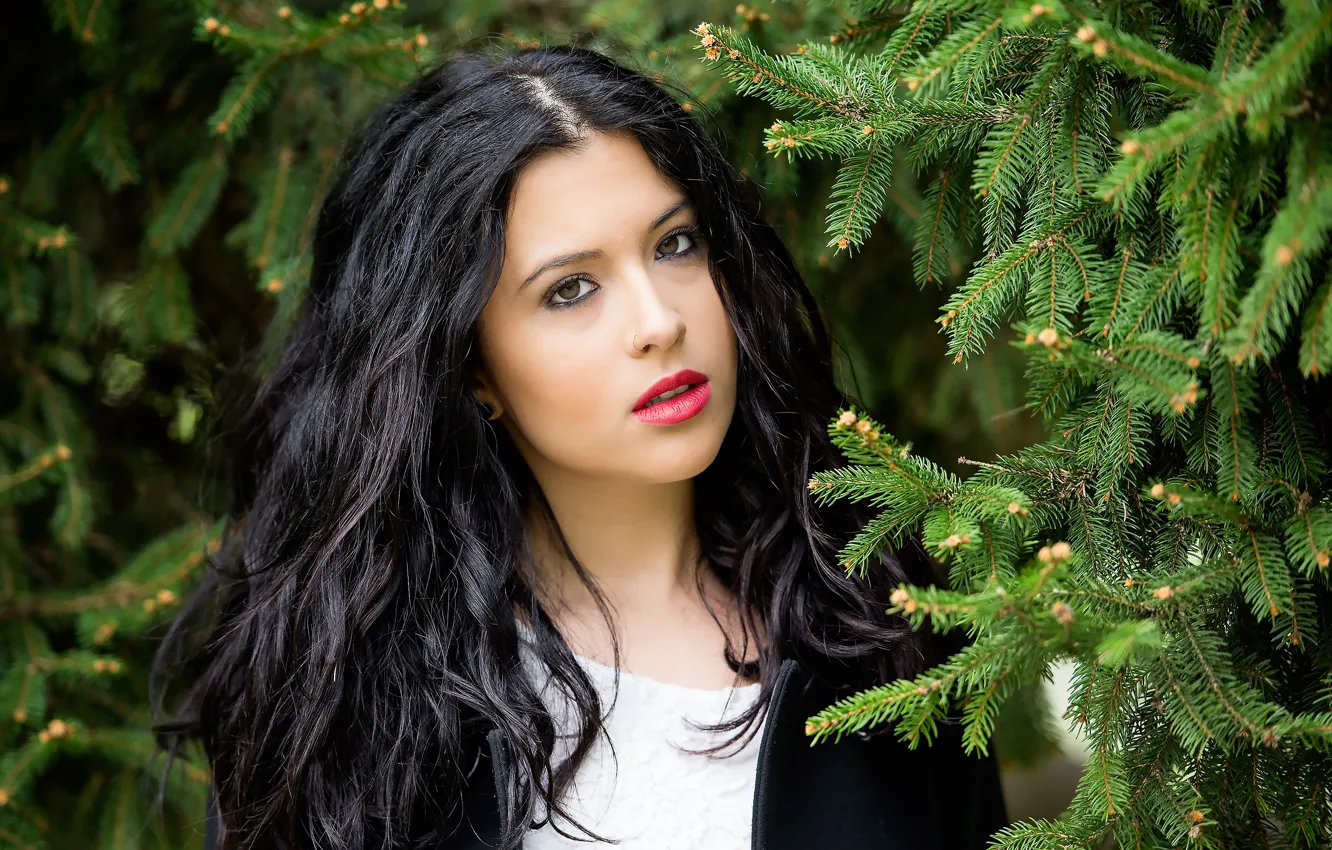 Photo wallpaper look, girl, model, hair, spruce, brunette, Diamante