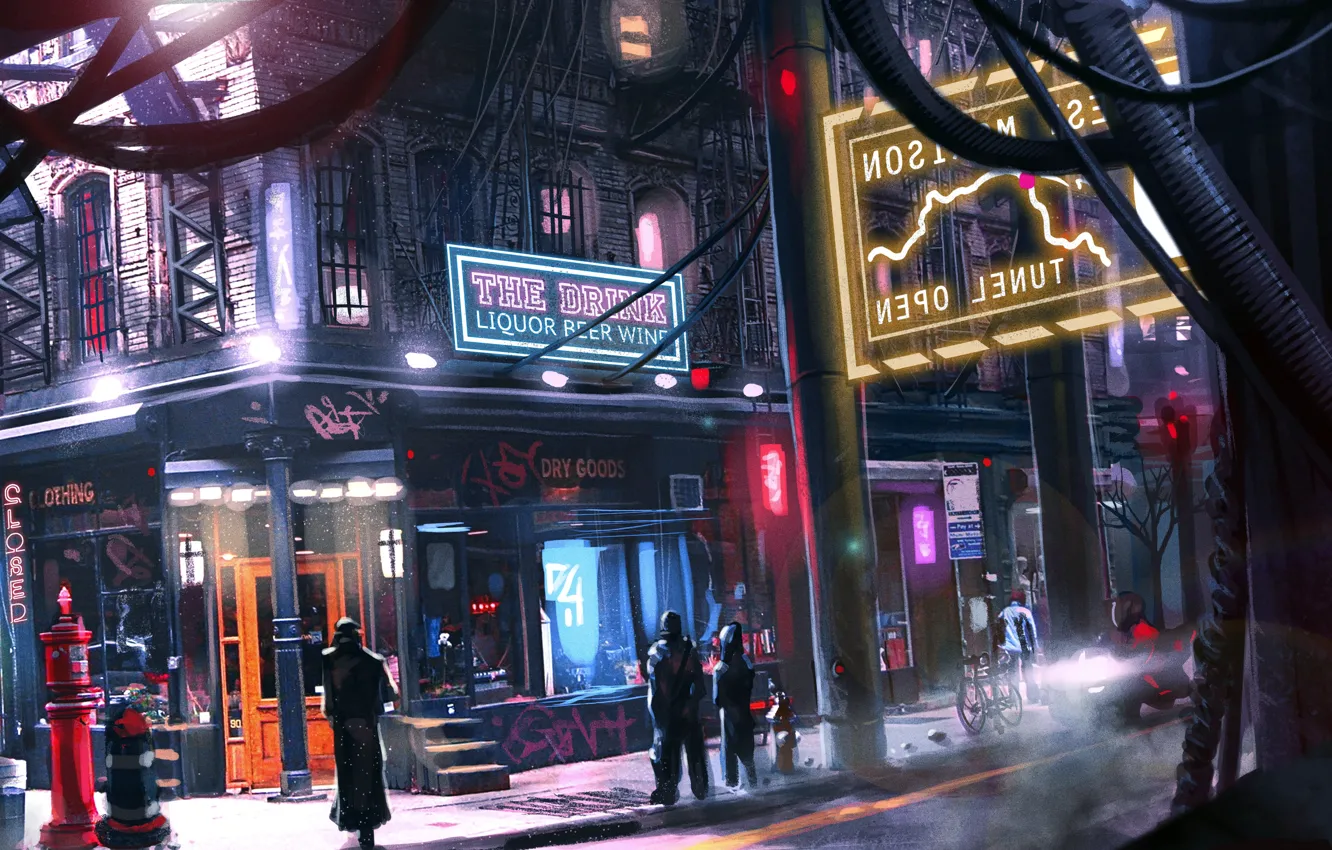 Photo wallpaper the city, fiction, street, people