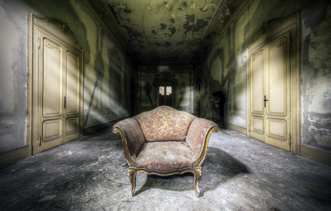 Photo wallpaper background, chair, the door