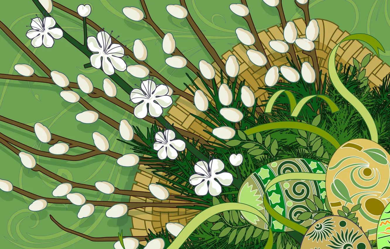 Photo wallpaper flowers, figure, eggs, Easter, Verba
