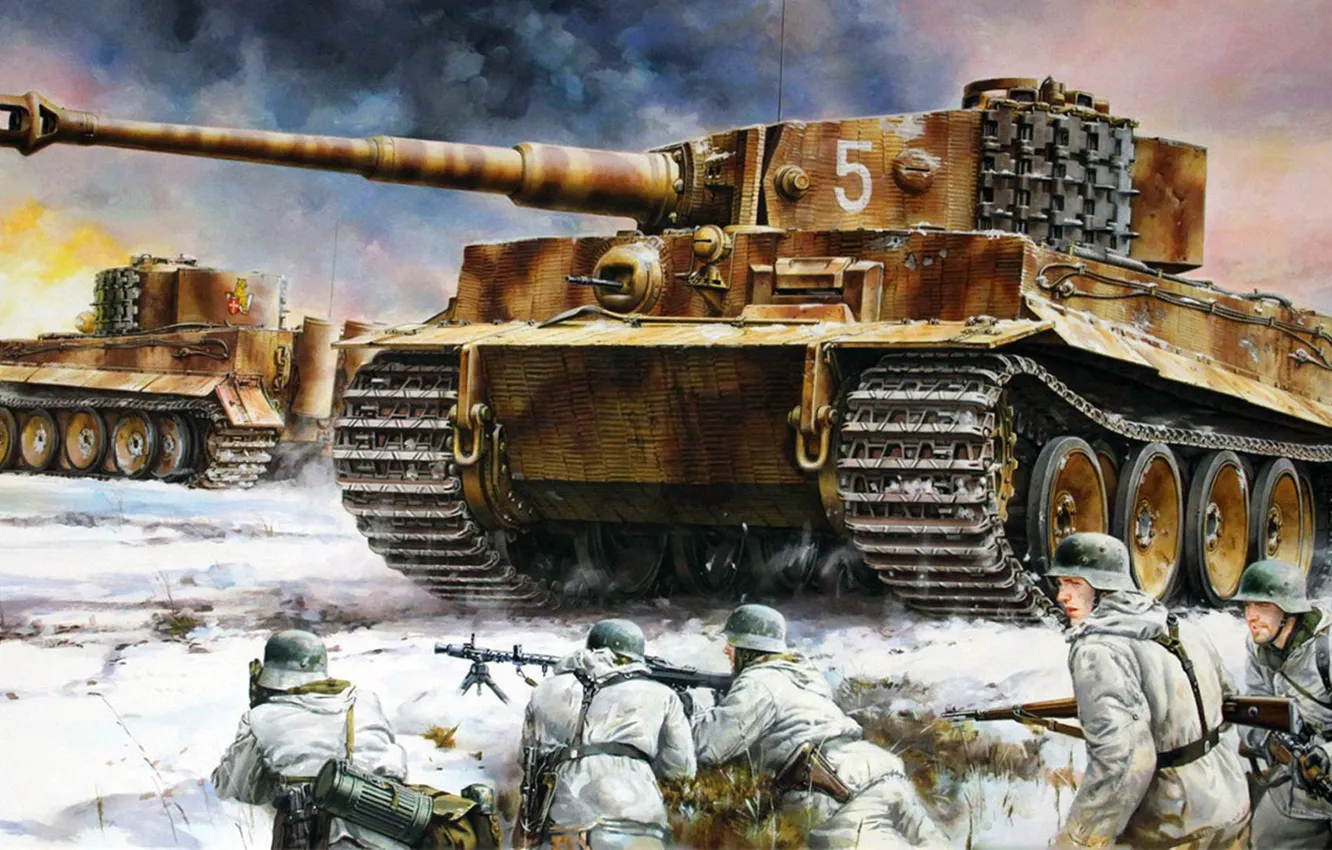 Photo wallpaper Tiger, the Wehrmacht, German heavy tank, Panzerkampfwagen VI Ausf. H1