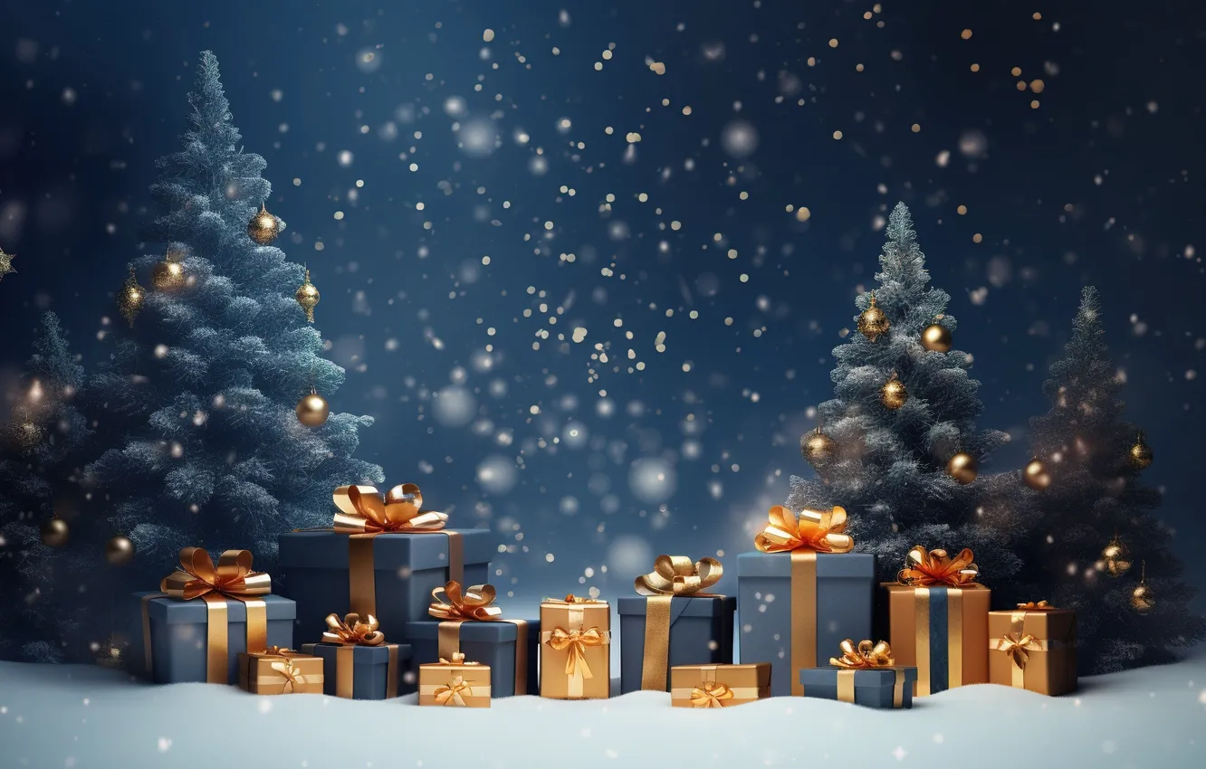 Photo wallpaper decoration, gift, balls, tree, new year, colorful, Christmas, Christmas