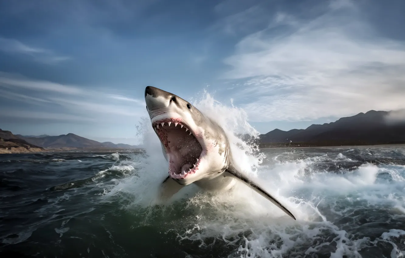 Photo wallpaper sea, nature, shark