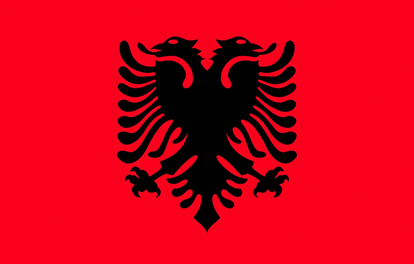 Photo wallpaper flag, red, eagle, black, eagle, Albania, fon, flag