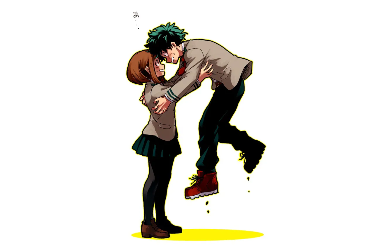 Photo wallpaper girl, anime, art, guy, two, levitation, Boku no Hero Academy, My hero Academy