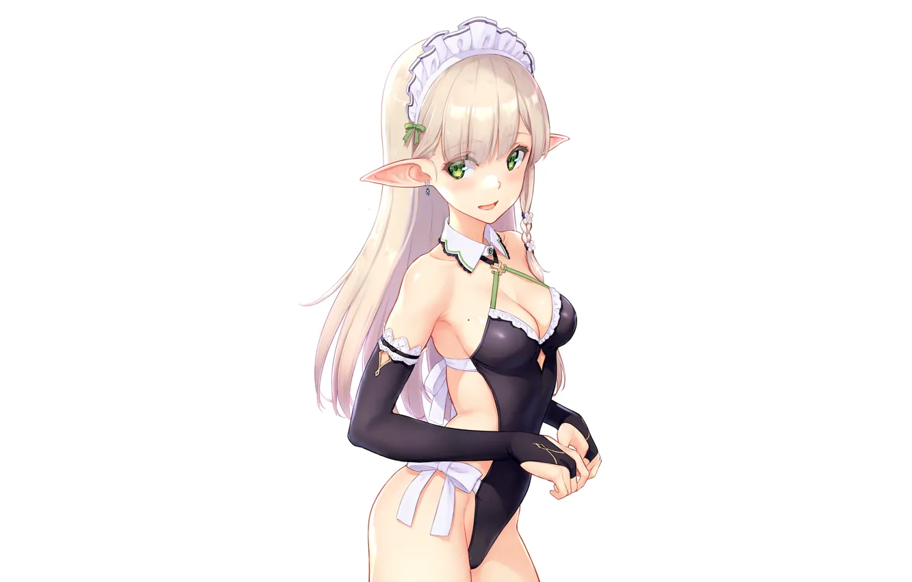 Photo wallpaper girl, sexy, cleavage, green eyes, long hair, boobs, anime, beautiful