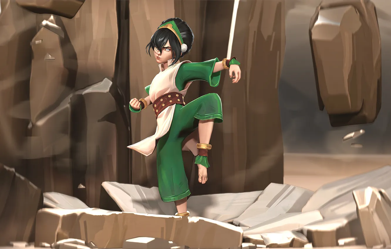 Photo wallpaper art, fanart, Toph, ThunderRoarStudio