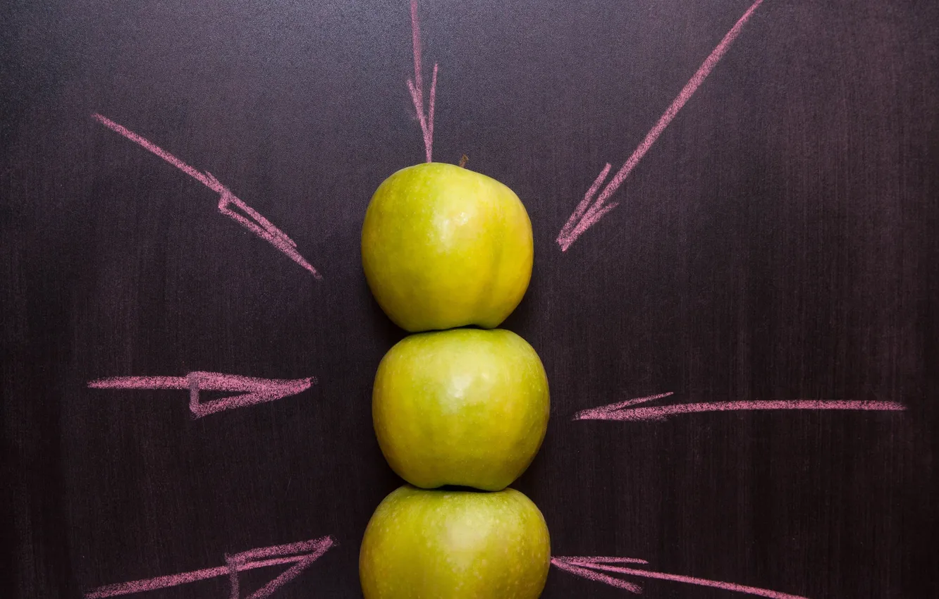 Photo wallpaper green, background, mood, widescreen, Wallpaper, arrows, apples, wallpaper