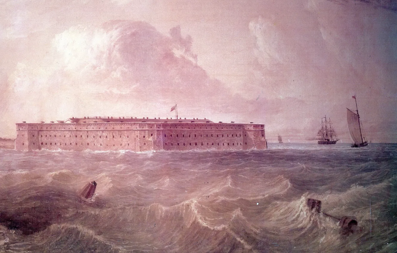 Photo wallpaper war, fortress, america, illustration, civil, civil war, Harbour, fort