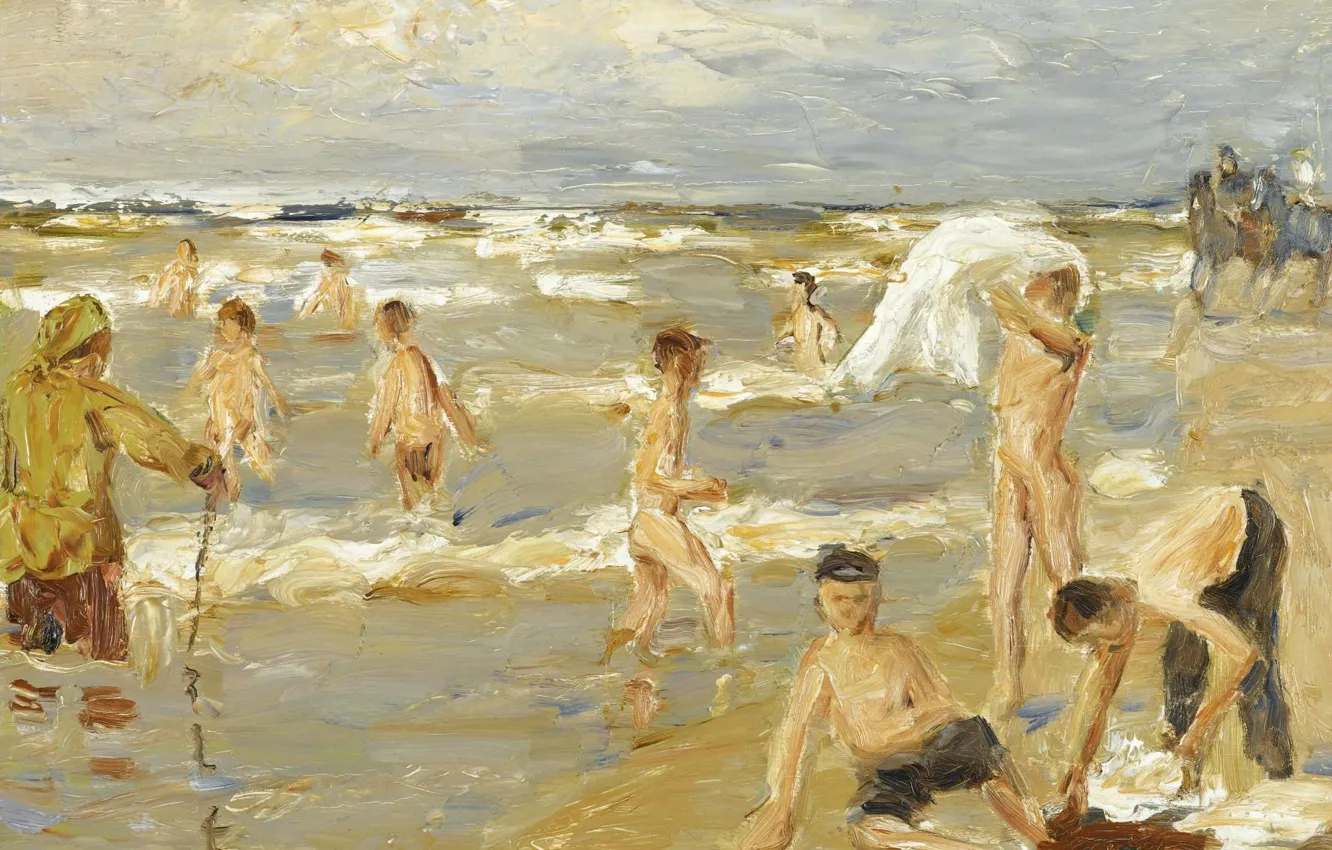 Photo wallpaper picture, 1909, genre, Max Liebermann, Max Liebermann, Bathing Boys