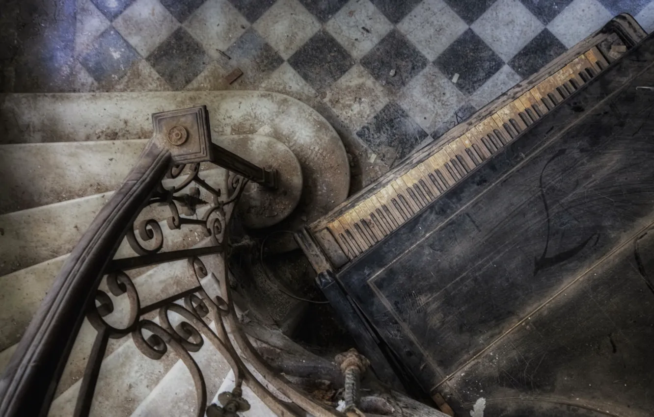 Photo wallpaper background, ladder, piano