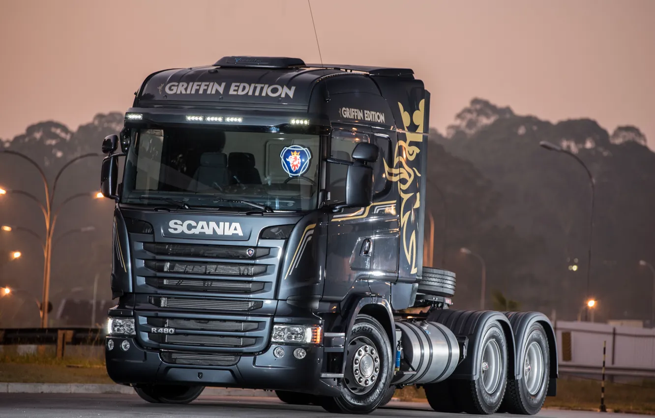 Photo wallpaper tractor, Scania, R480, Griffin Edition