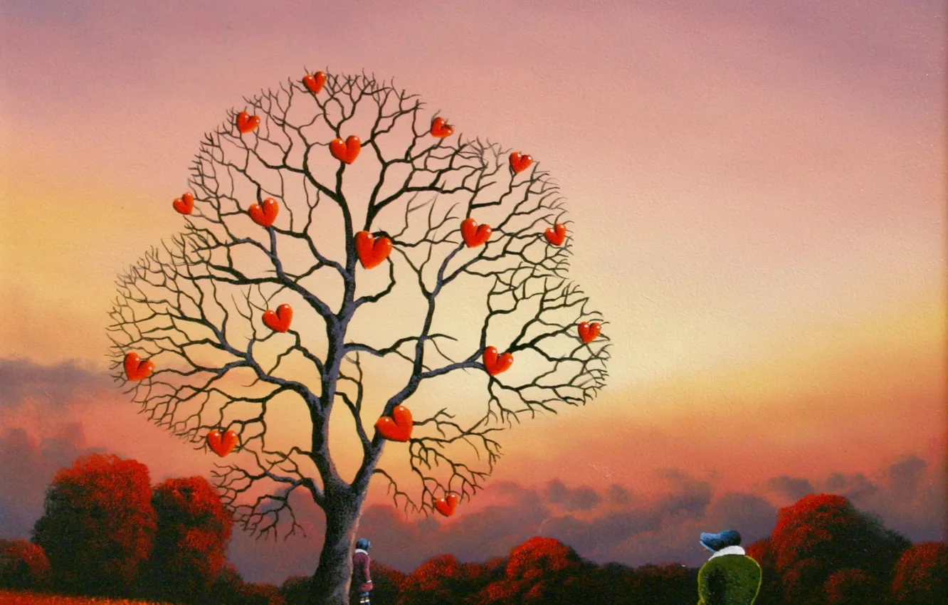 Photo wallpaper trees, heart, two, David Renshaw
