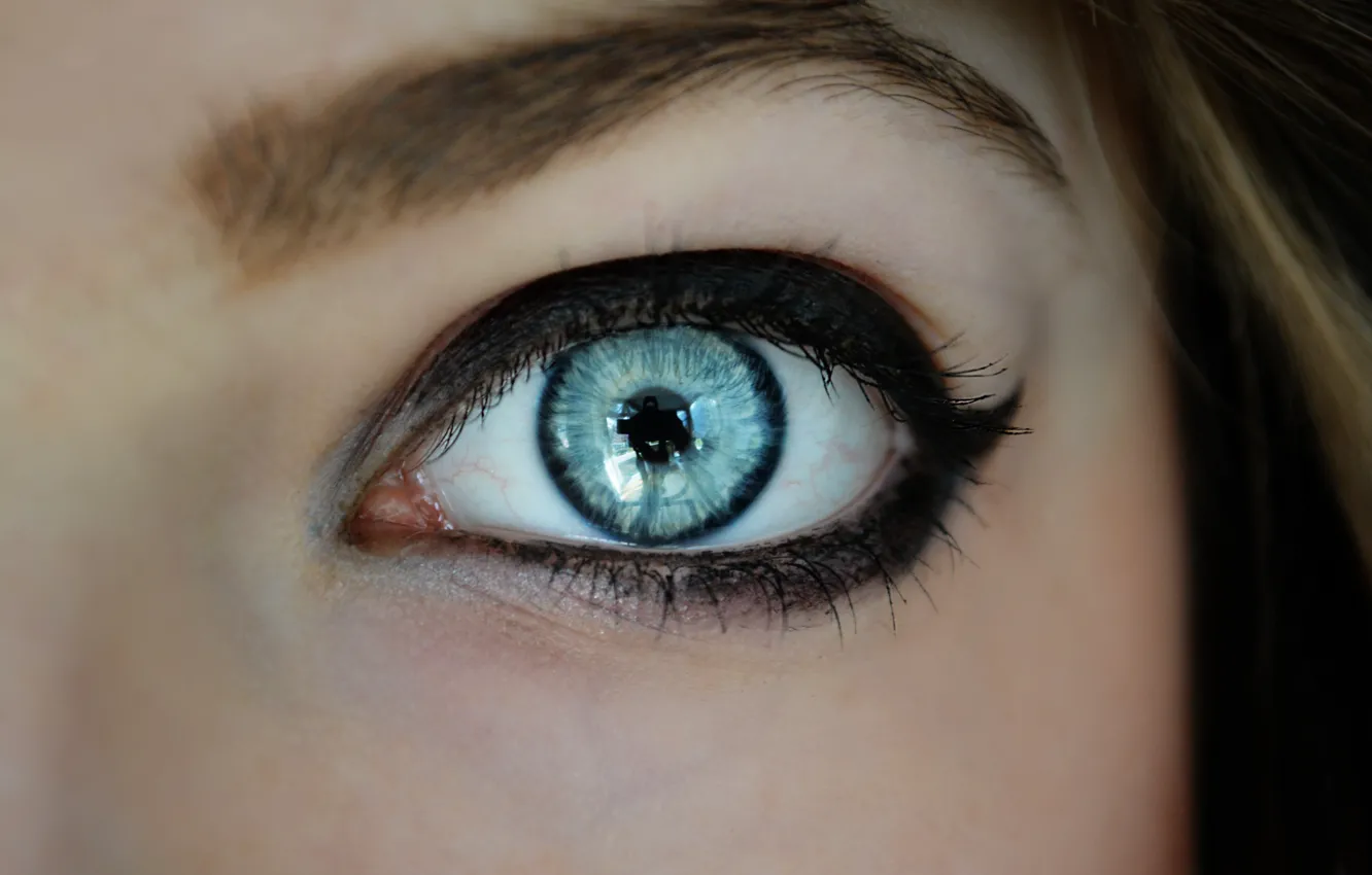 Photo wallpaper reflection, makeup, blue eye