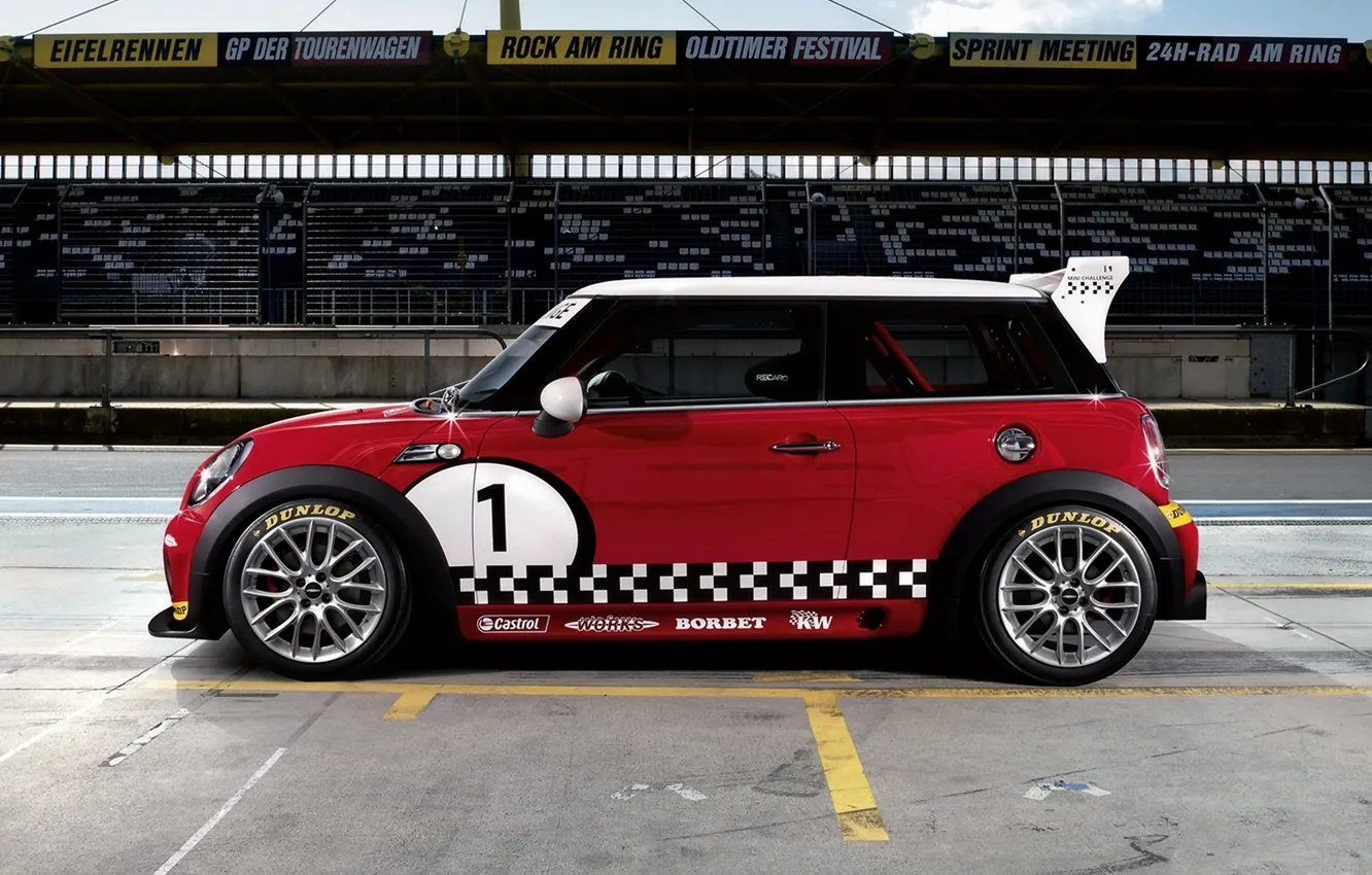 Photo wallpaper sport, Mini, Mini Cooper, arena, tribune, John Cooper Works