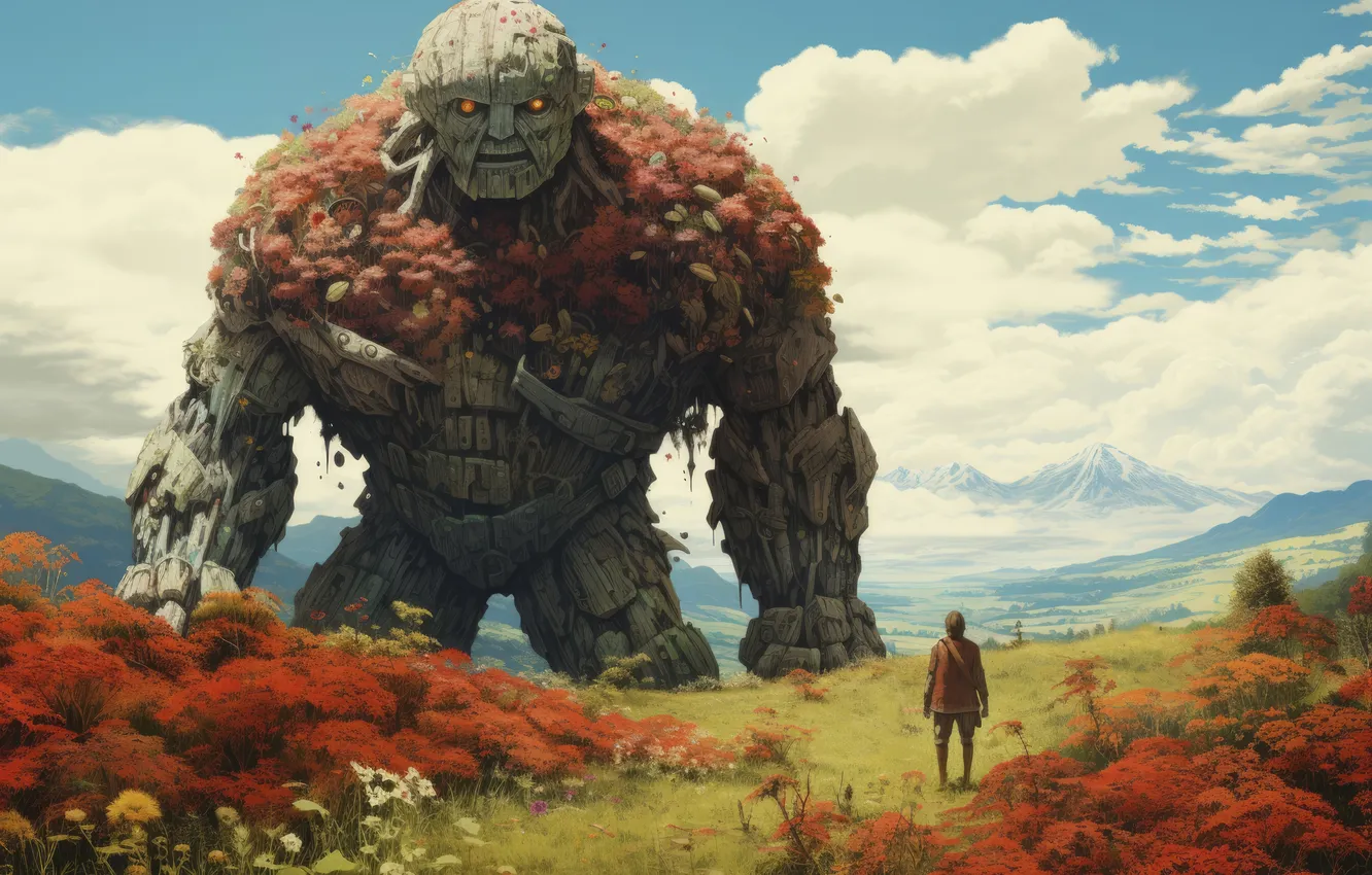 Photo wallpaper monster, male, two, digital art, Supernatural Beings, AI art, The Art of Artificial Intelligence, neural …