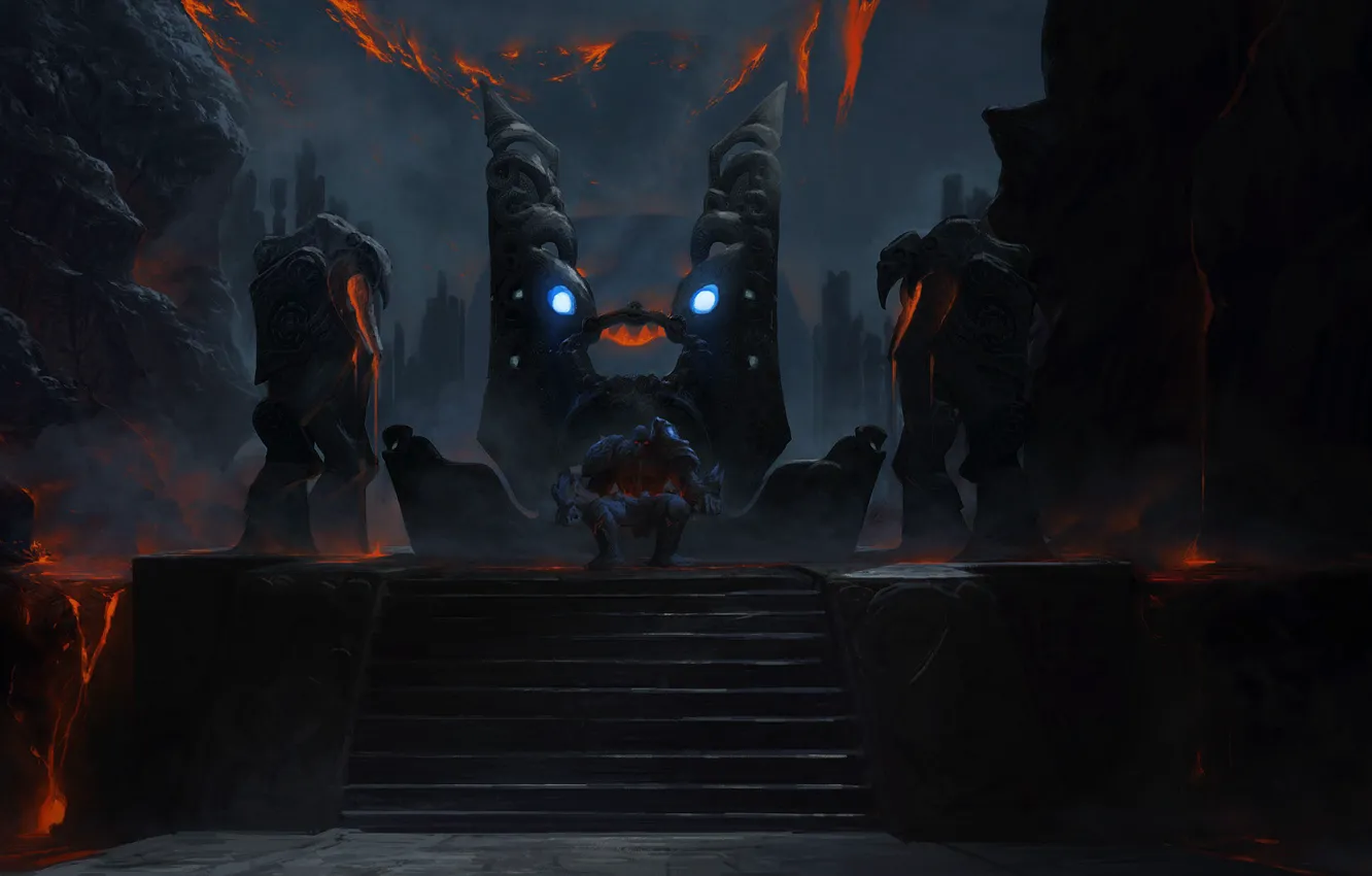 Photo wallpaper mountains, anger, the volcano, lava, the throne, Path of Exile