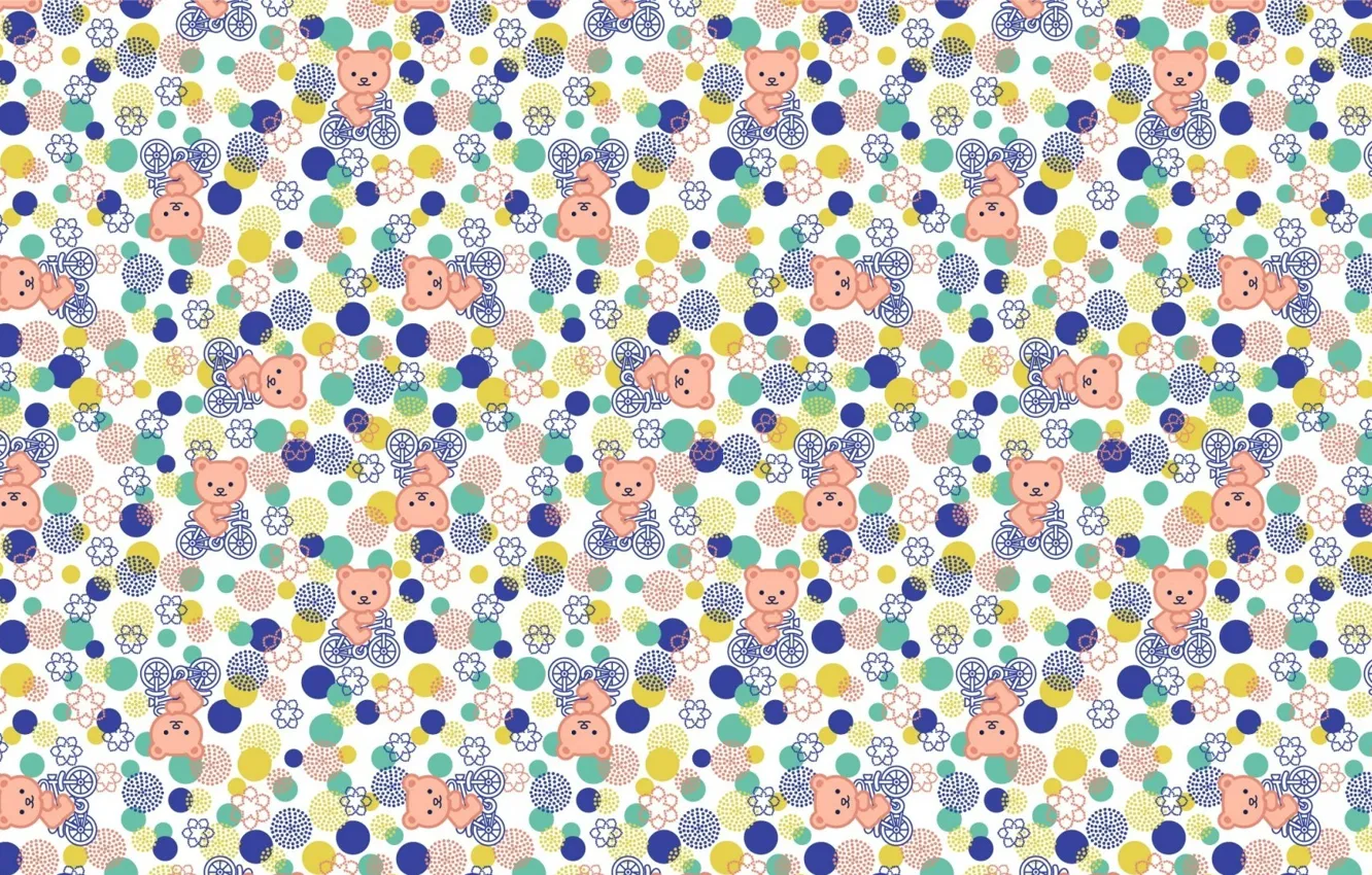 Photo wallpaper bike, texture, bear, children's