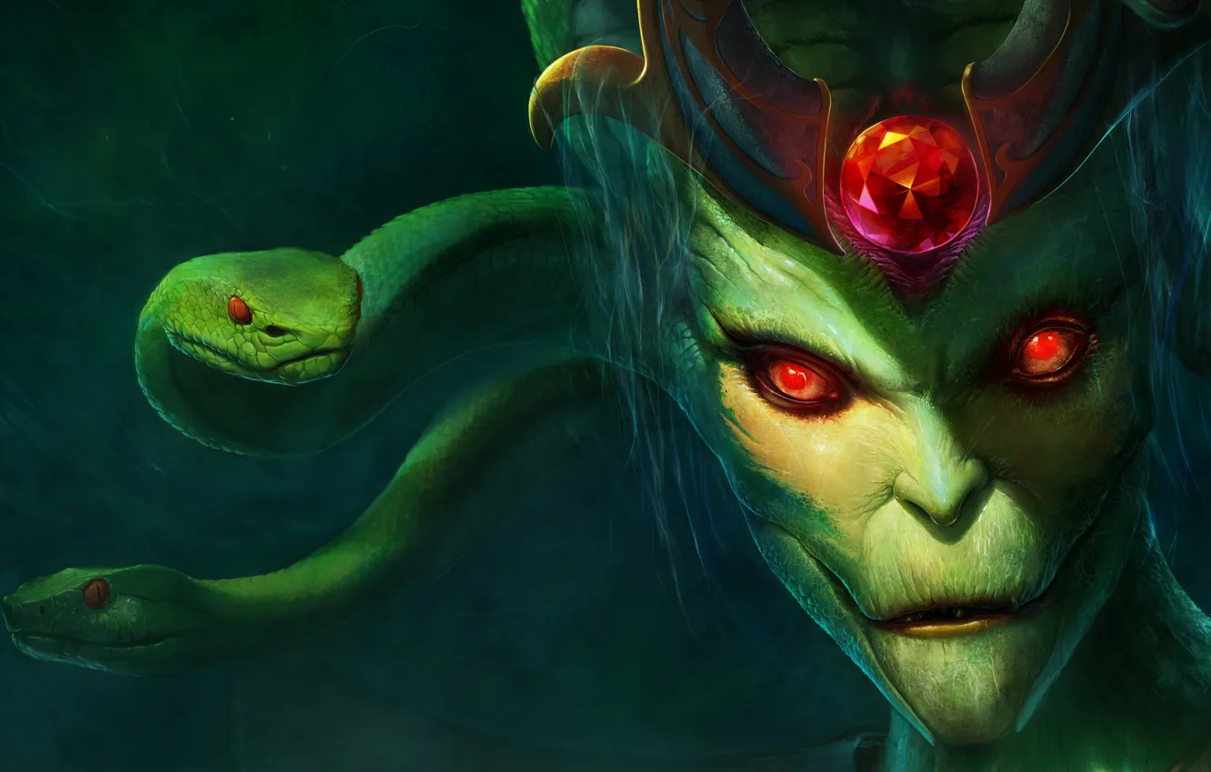 Photo wallpaper snake, head, dota, Medusa, Gorgon, dota 2, Medusa